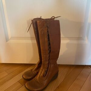 Miz Mooz Tan Lace-Up Knee-High Boots size 37